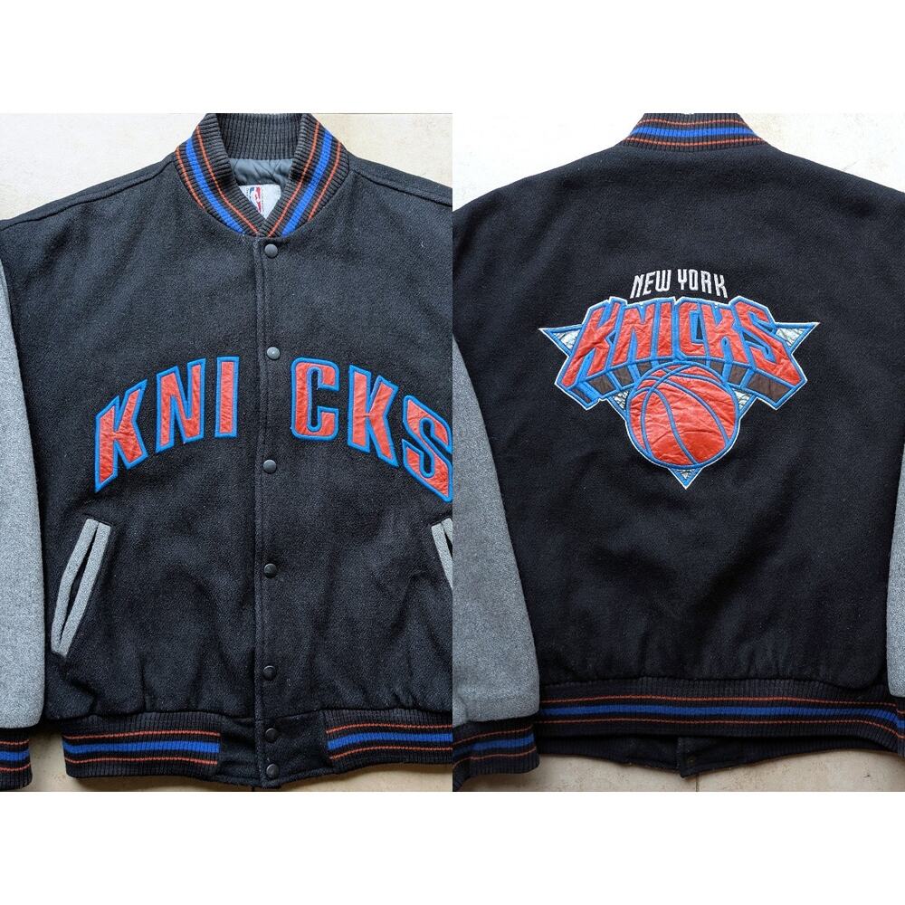 New York Knicks 90s ARROW Wool LEATHER bomber LOGO Varsity jacket L NBA vintage